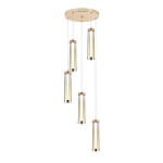 Подвесная светодиодная люстра Indigo Rilucente 11061/5P Gold V000151L